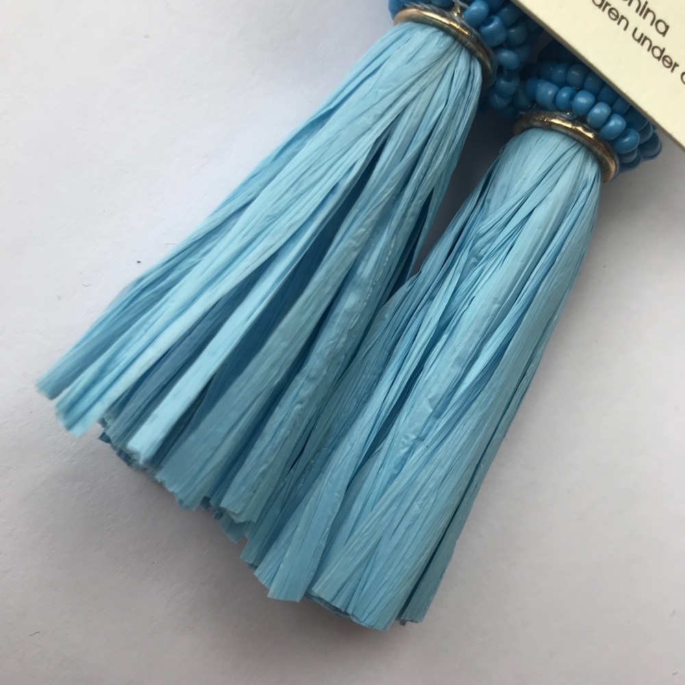 Core | light blue beaded tassel earrings new - Picture 5 of 6